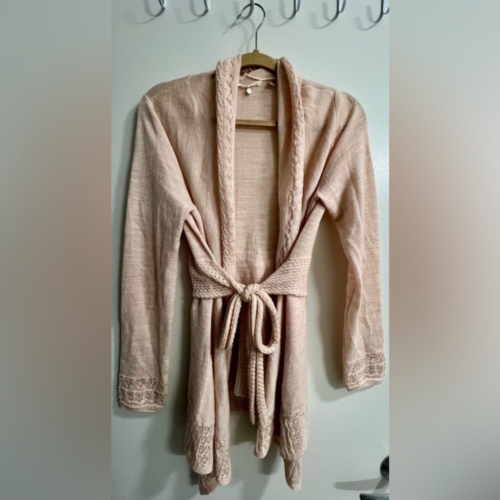 Knitted & Knotted | Women's Cream Cardigan with Tie
